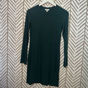 BP. Dark green, long sleeve, ribbed, bodycon dress Like new Extremely flattering